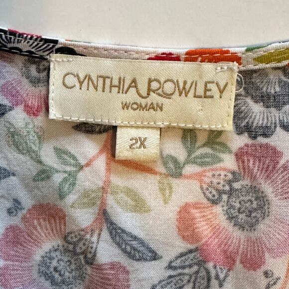 Cynthia Rowley Woman Floral Top Womens Size 2X Tiered-Sleeves Multicolor Flowy - Picture 5 of 9